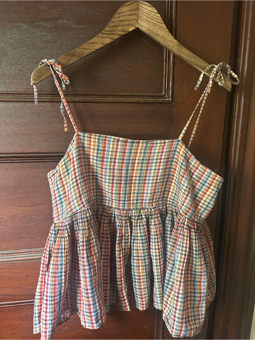 The Great. Dainty Cami Plaid Size 2 Tie-Strap Boho Crop Babydoll Designer Medium